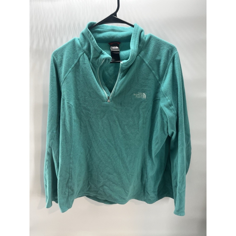 The North Face Sweater Women Small Teal Blue Half Zip Pullover Fleece Jacket XL